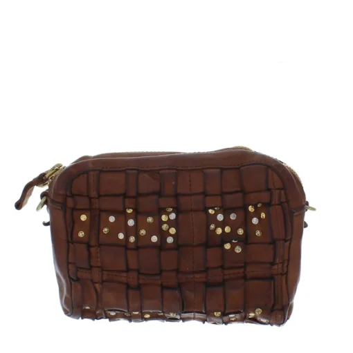 Campomaggi Crossbody Vlecht met Studs C1502 Cognac