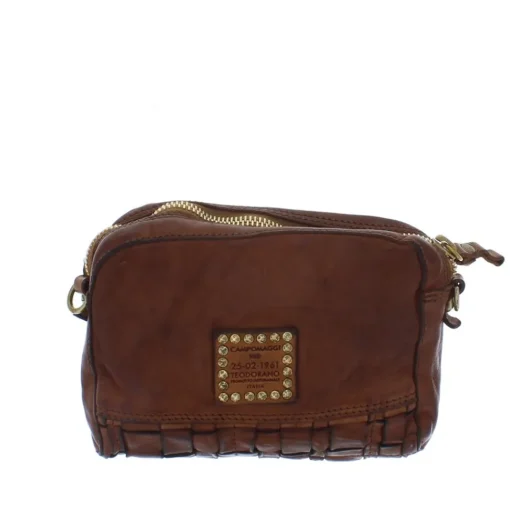 Campomaggi Crossbody Vlecht met Studs C1502 Cognac