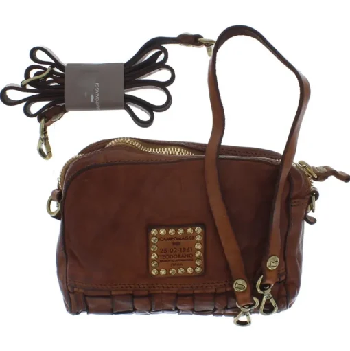 Campomaggi Crossbody Vlecht met Studs C1502 Cognac