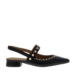 Di Lauro Adara Slingback Studs Black Sheepskin