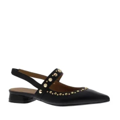 Di Lauro Adara Slingback Studs Black Sheepskin
