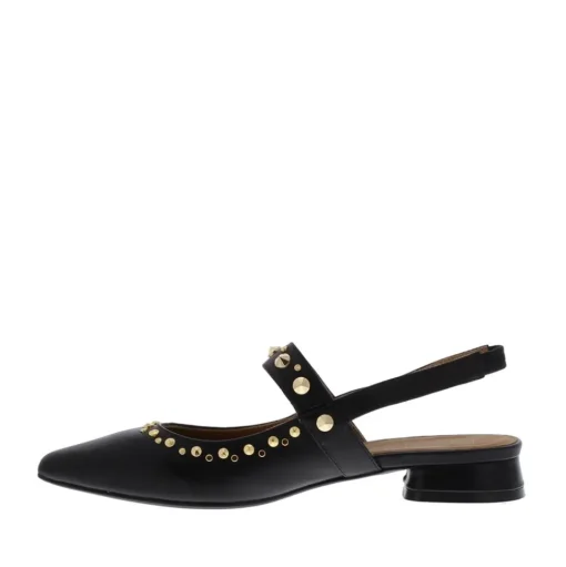Di Lauro Adara Slingback Studs Black Sheepskin