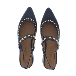 Di Lauro Adara Slingback Studs Black Sheepskin