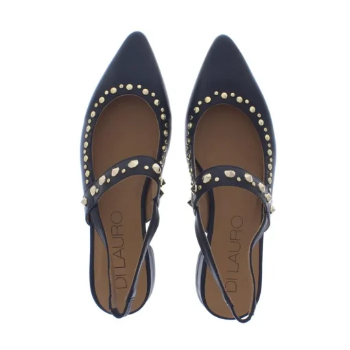 Di Lauro Adara Slingback Studs Black Sheepskin