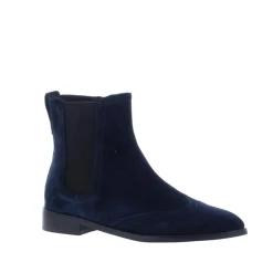 Di Lauro Chelsea Brogues Boot Dark Blu Suede