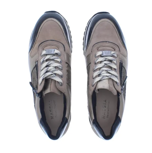 Hassia Porto H Dames Sneaker 1901 Taupe/Schwarz