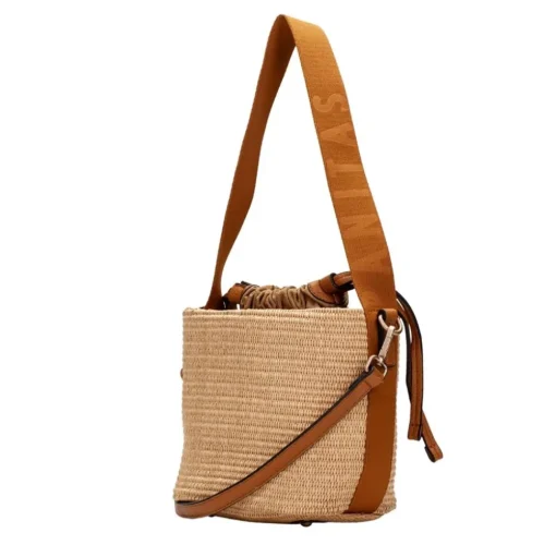 Hispanitas Dames Tas Rafia Natural Cuoio